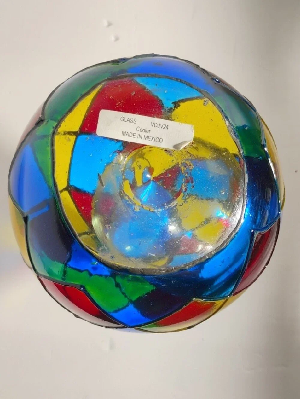 Vidrio Handblown  Glass   Multicolor Wine Cooler Signed Made In Mexico